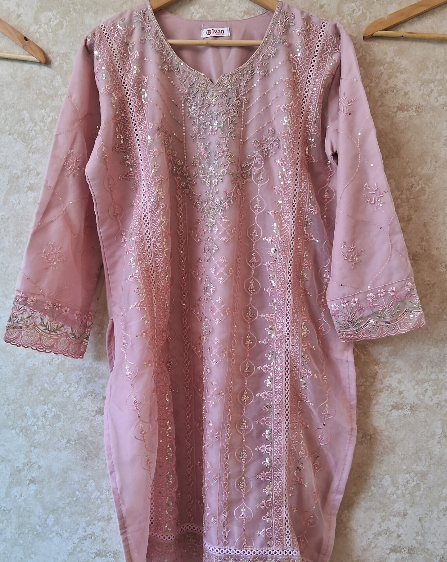 Handwork suit with plazo bottom and organza hand worked dupatta ID002