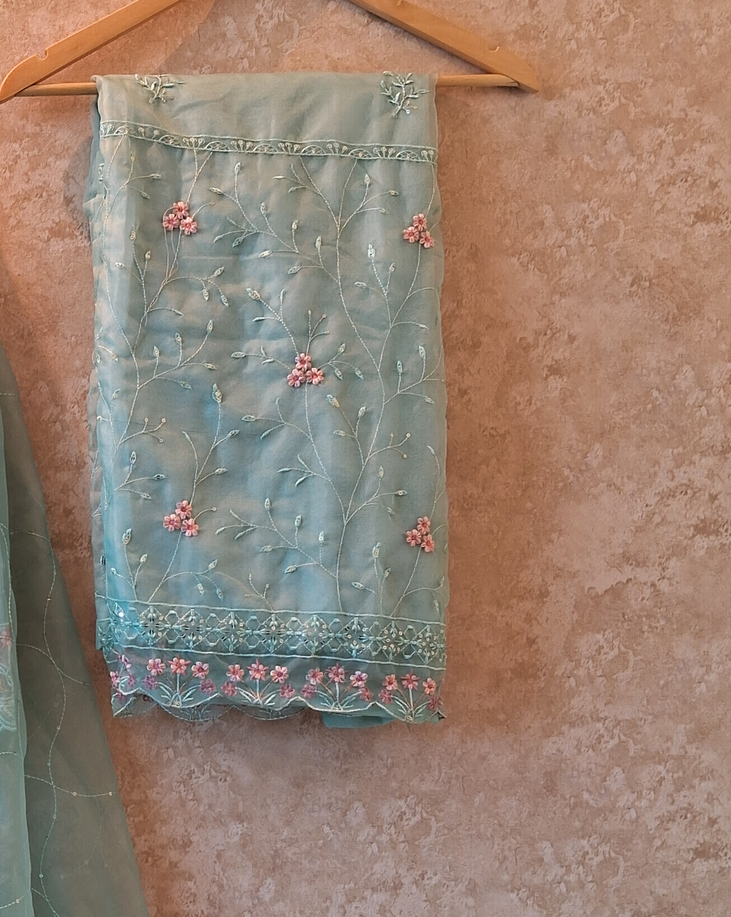 Handwork suit with plazo bottom and organza hand worked dupatta ID001