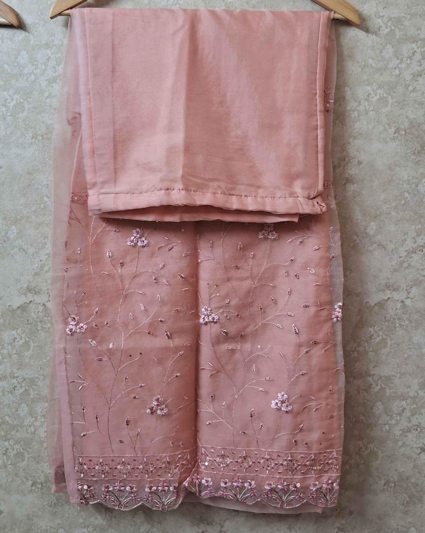 Handwork suit with plazo bottom and organza hand worked dupatta ID004