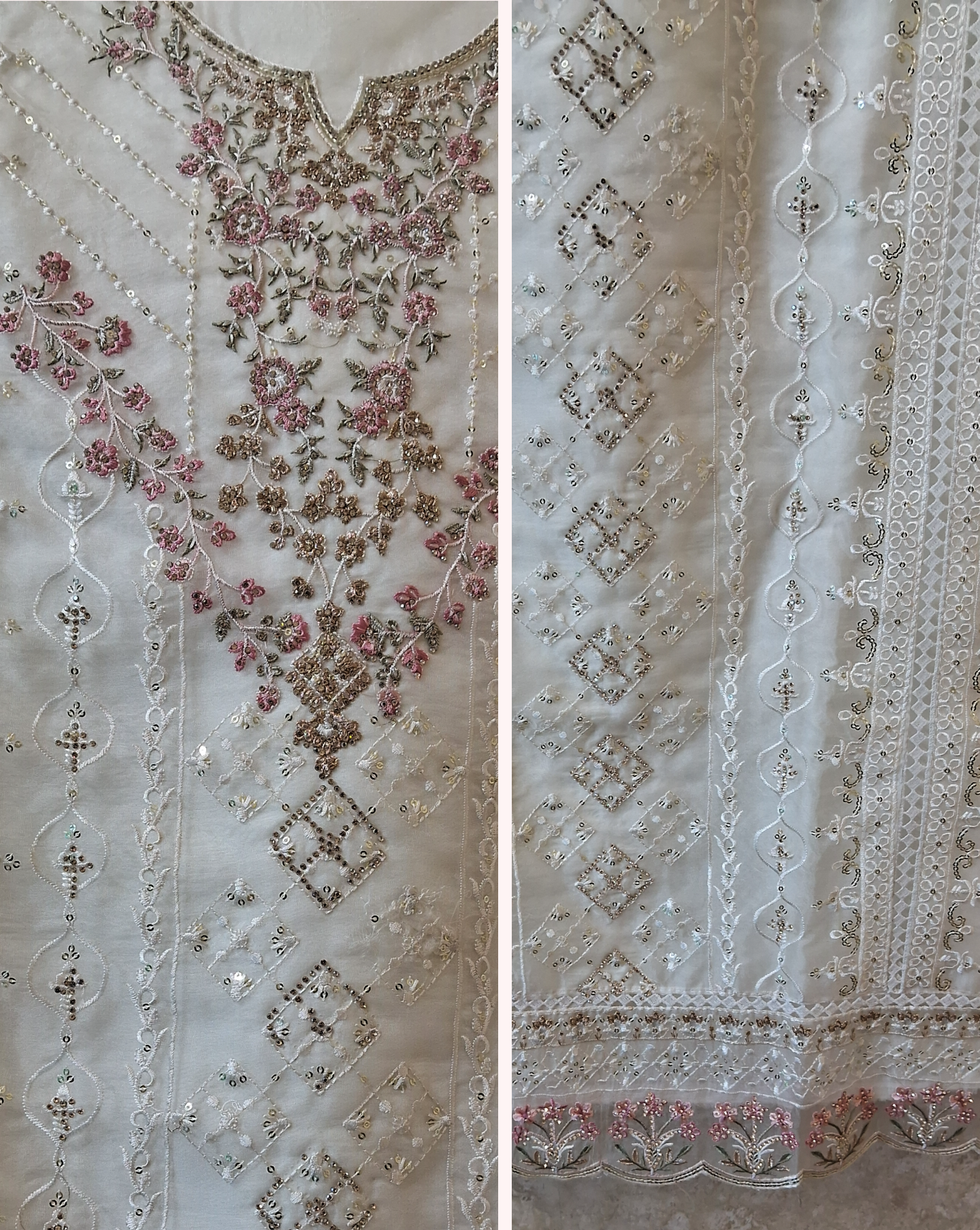 Handwork suit with plazo bottom and organza hand worked dupatta ID003