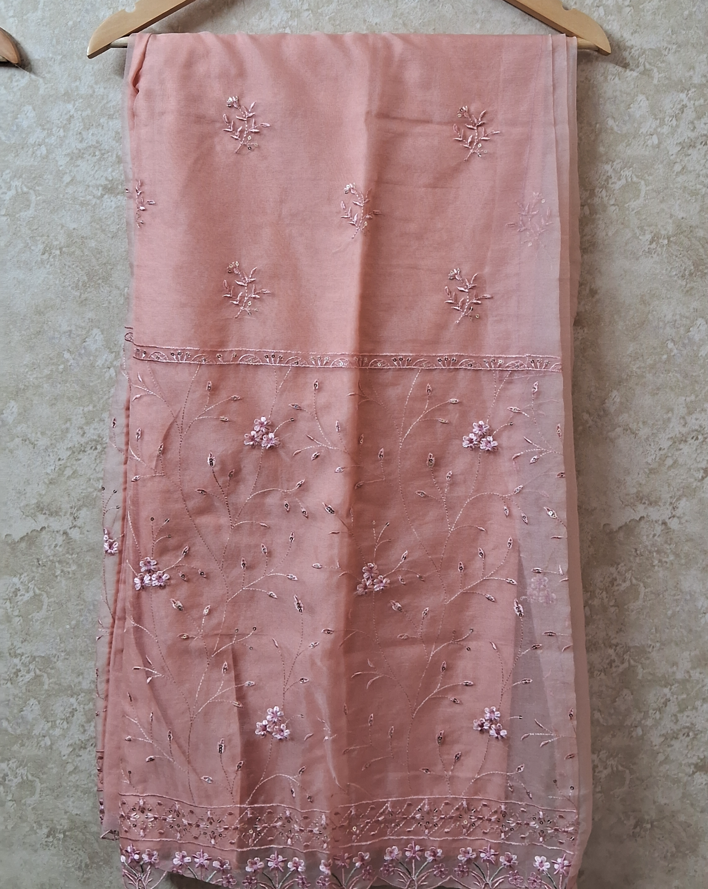 Handwork suit with plazo bottom and organza hand worked dupatta ID004